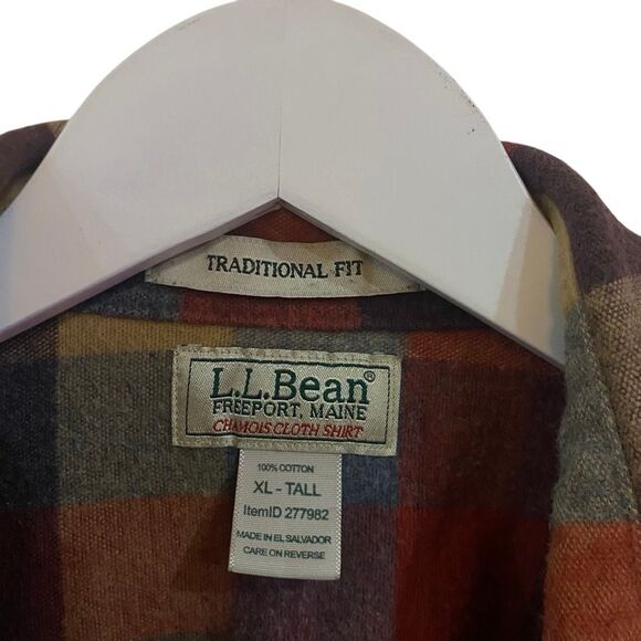 LL bean traditional fit coithjng XL Tall button down plaid flannel - Picture 2 of 4